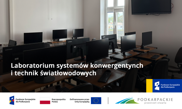 Grafika promocyjna Laboratorium systemów konwergentnych i technik światłowodowych