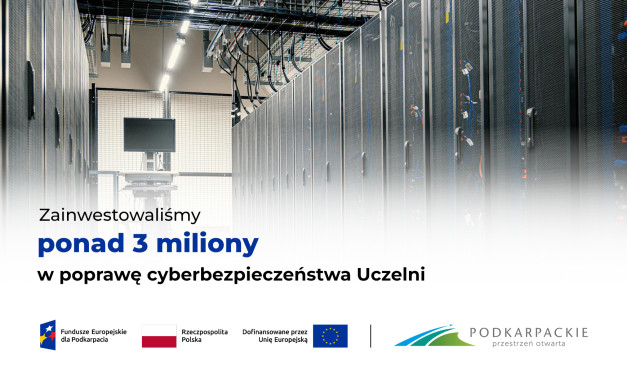 Grafika przedstawia serwerownie wraz z oznaczeniem promocyjnym projektów współfinansowanych ze środków Unii Europejskiej